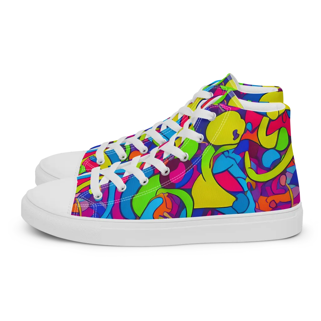 Prism Pulse on Women's High Top Canvas Shoes — Left