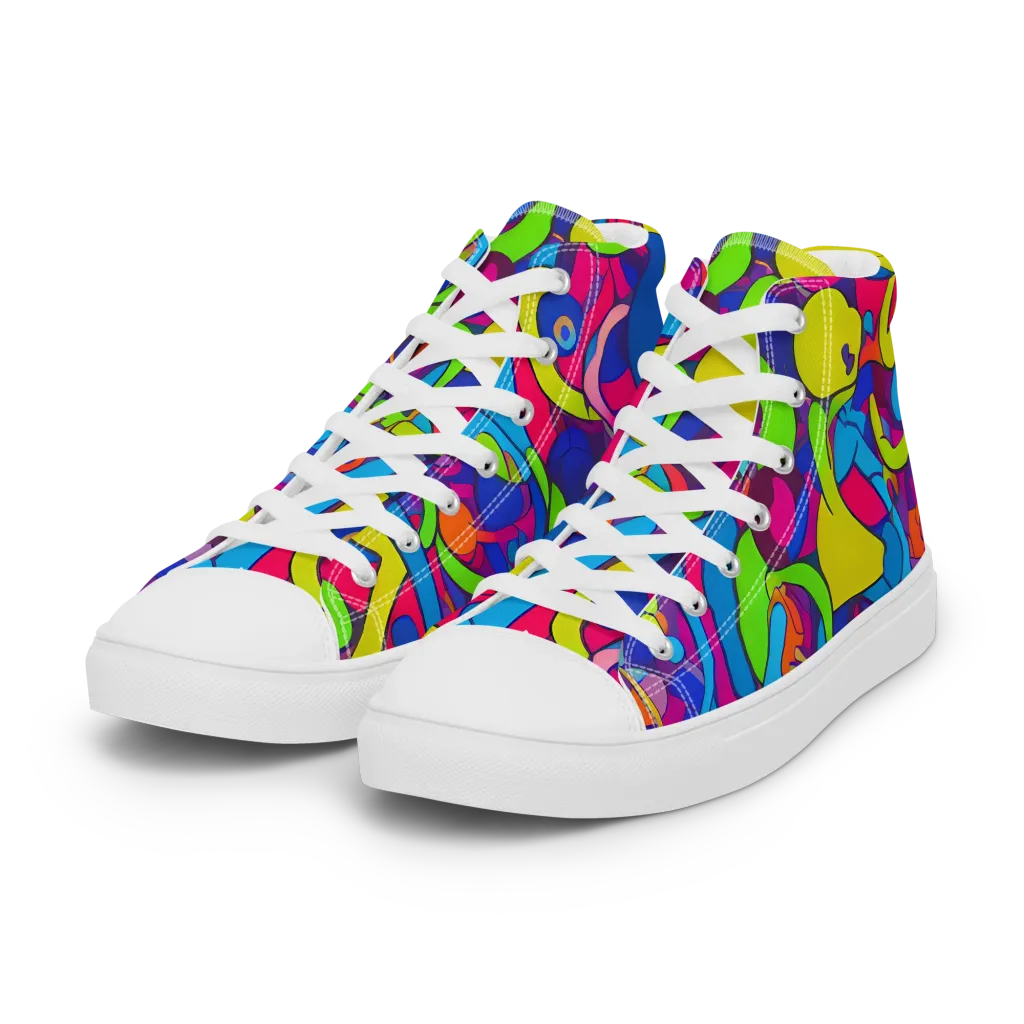 Prism Pulse on Women's High Top Canvas Shoes — Left Front