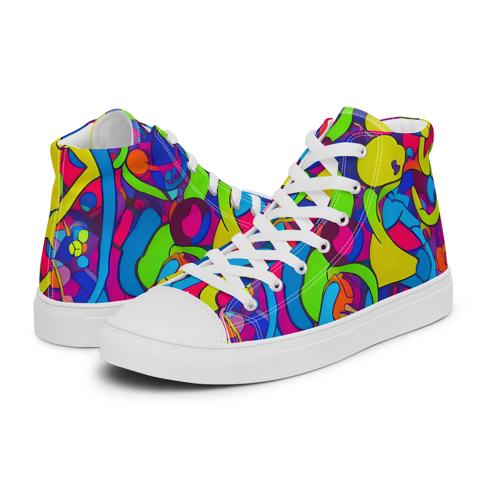 Prism Pulse on Women's High Top Canvas Shoes — Left