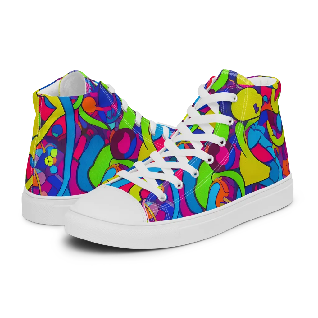 Prism Pulse on Women's High Top Canvas Shoes — Left
