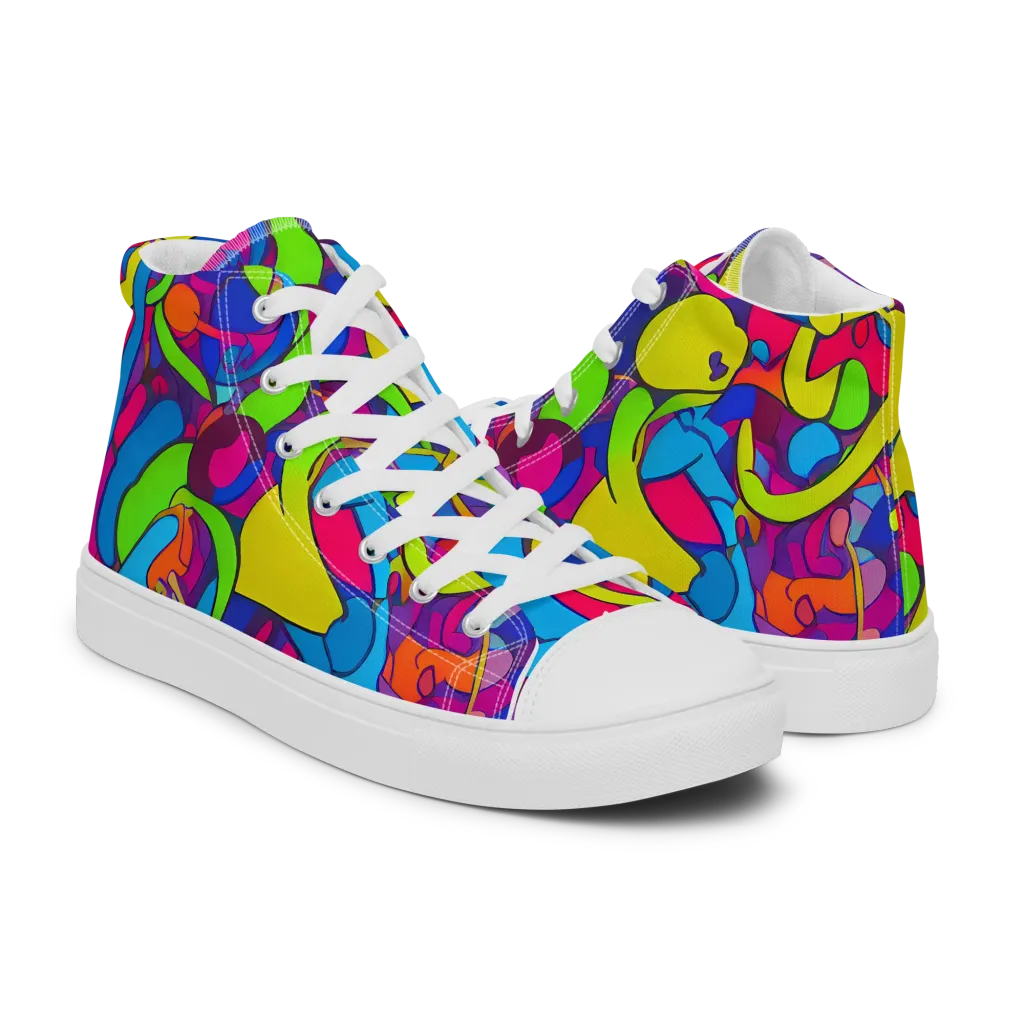 Prism Pulse on Women's High Top Canvas Shoes — Right