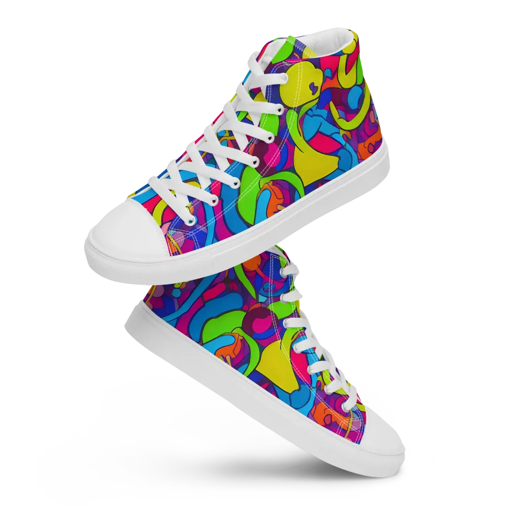 Prism Pulse on Women's High Top Canvas Shoes — Front