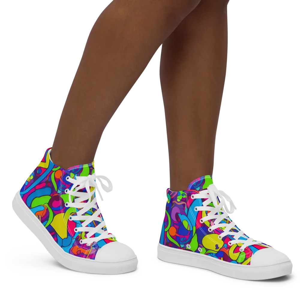 Prism Pulse on Women's High Top Canvas Shoes — Right