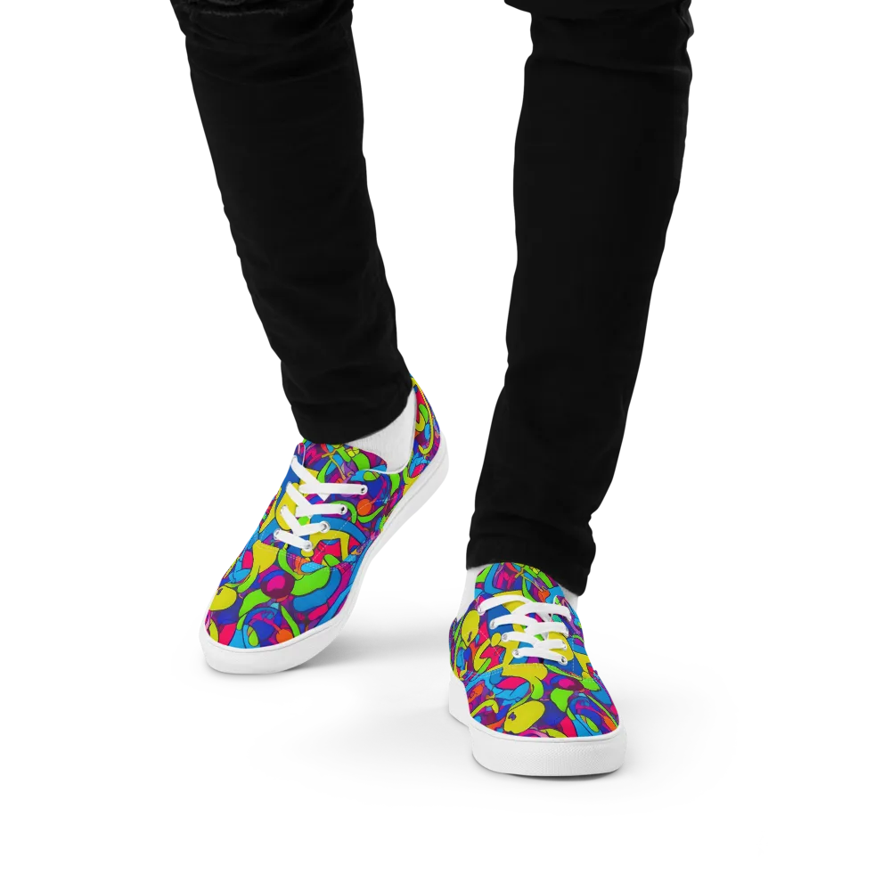 Prism Pulse on Men's Lace-Up Canvas Shoes — Front