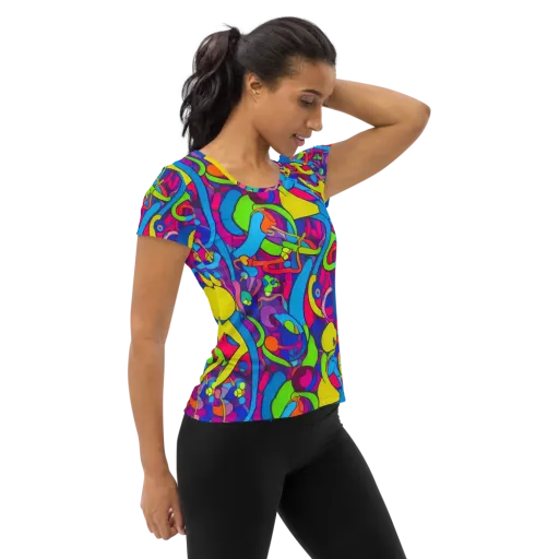 Prism Pulse on a Women's Athletic T-Shirt
