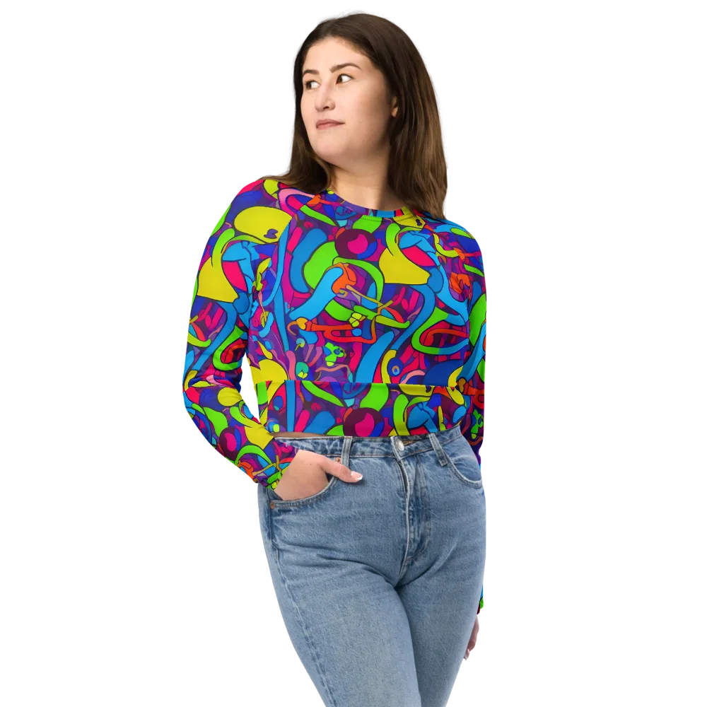 Prism Pulse on Long Sleeve Crop Top — Front