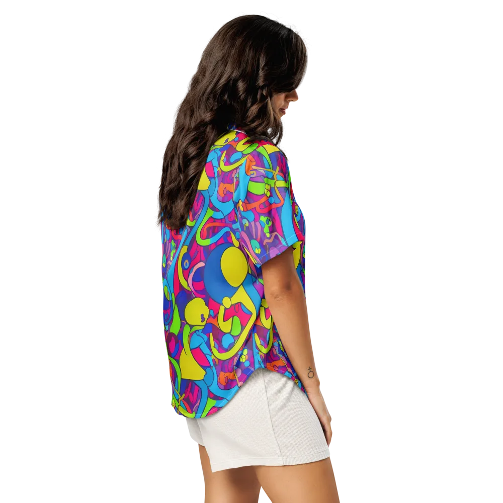 Prism Pulse on Women's Short Sleeve Pajama Top — Right Back