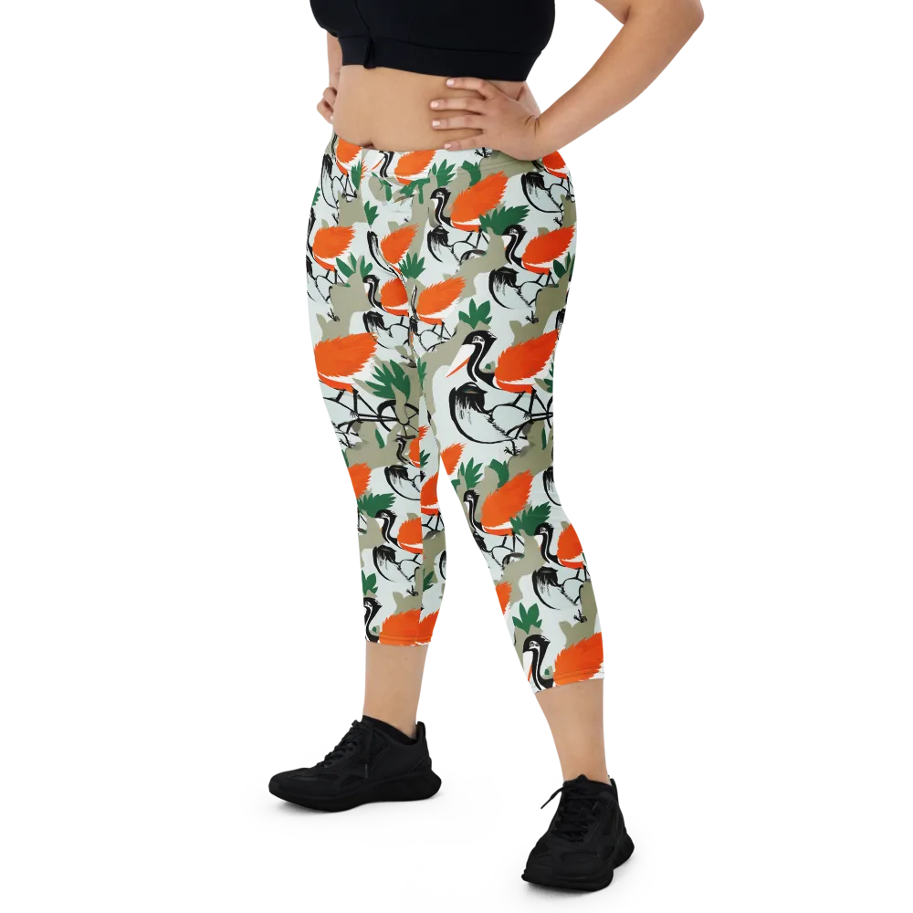 Crimson Migration on Capri Leggings — Front