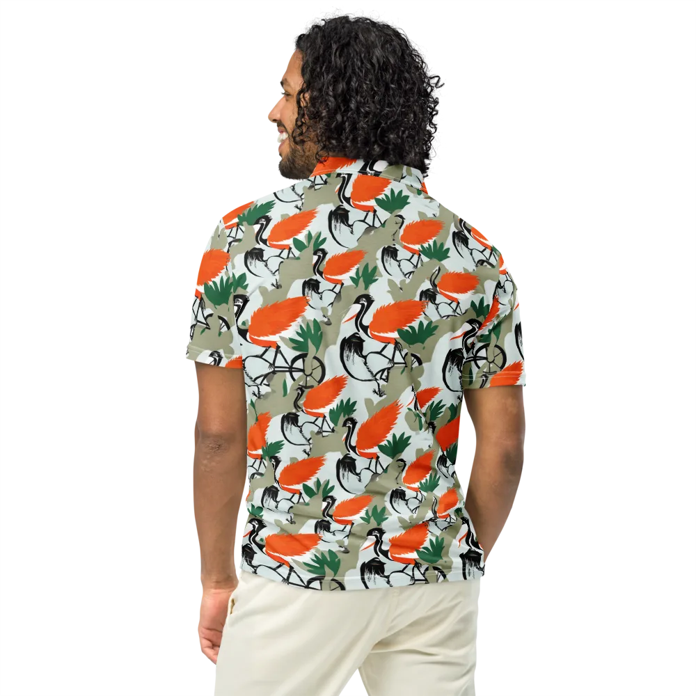 Crimson Migration on Men's Slim Fit Polo Shirt — Back