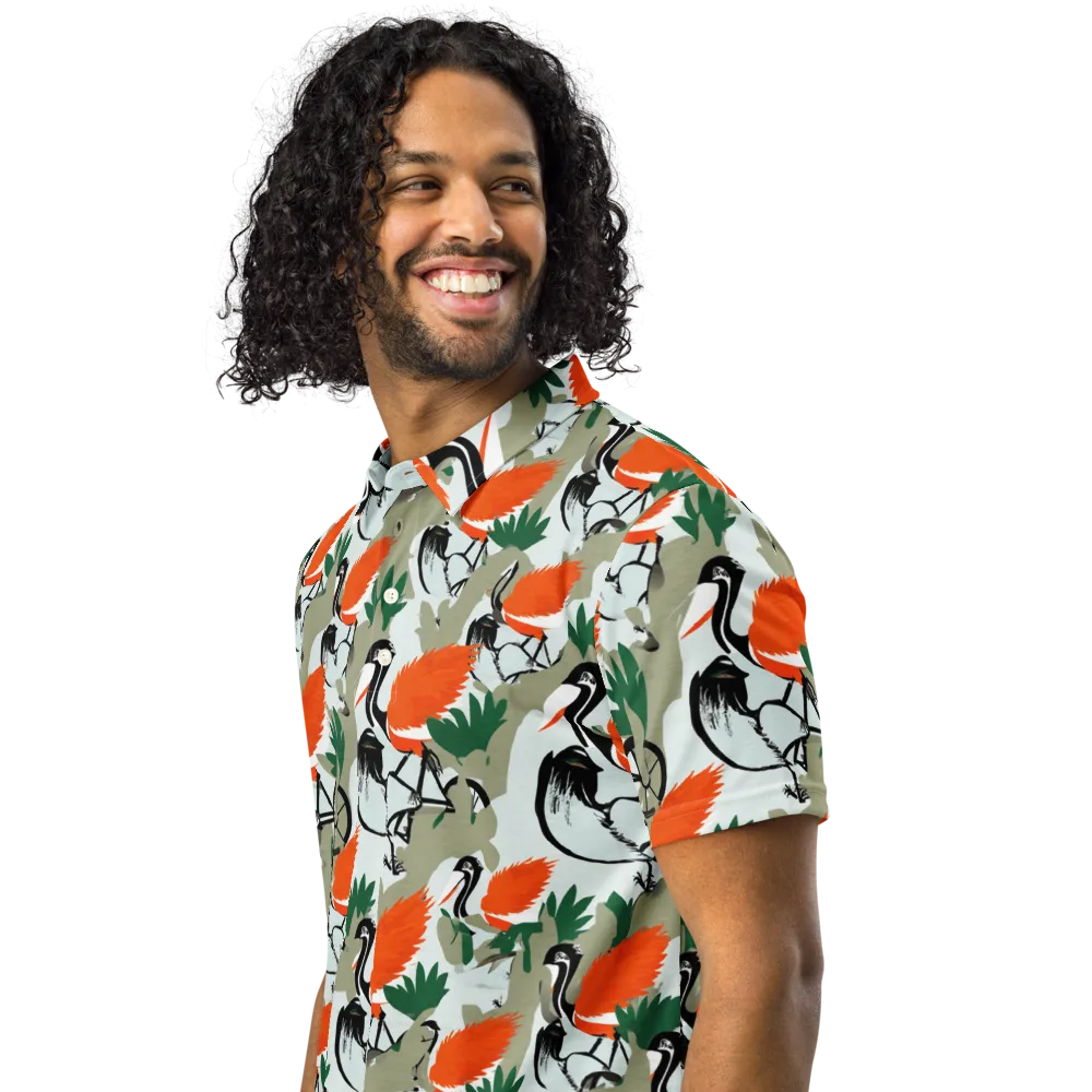 Crimson Migration on Men's Slim Fit Polo Shirt — Left Front