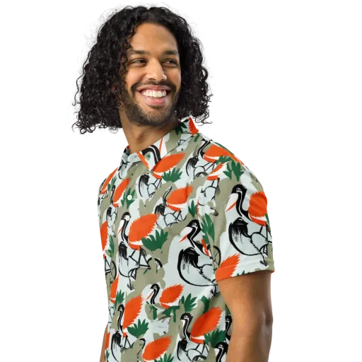 Crimson Migration on a Men's Slim Fit Polo Shirt