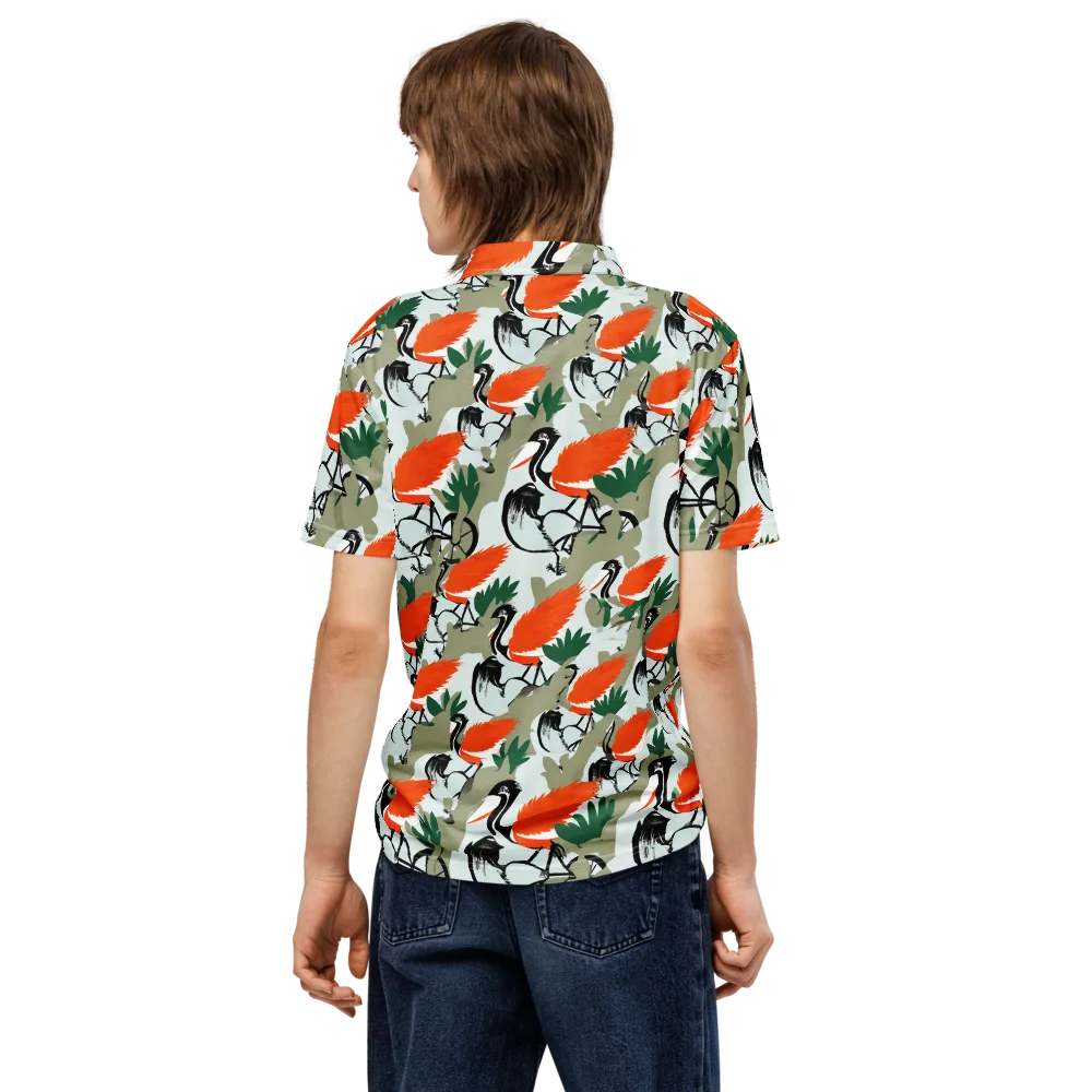 Crimson Migration on Men's Slim Fit Polo Shirt — Back