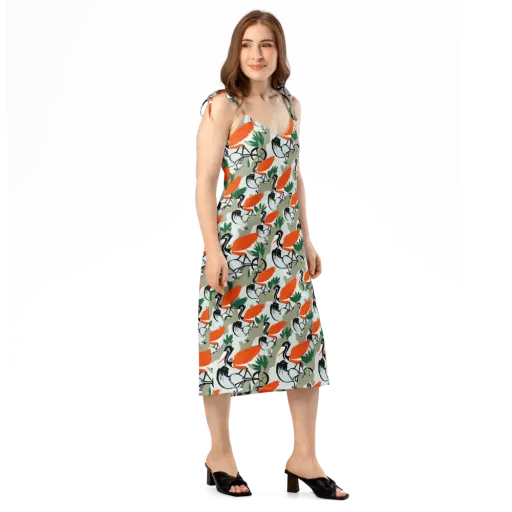 Crimson Migration on a Slip Dress