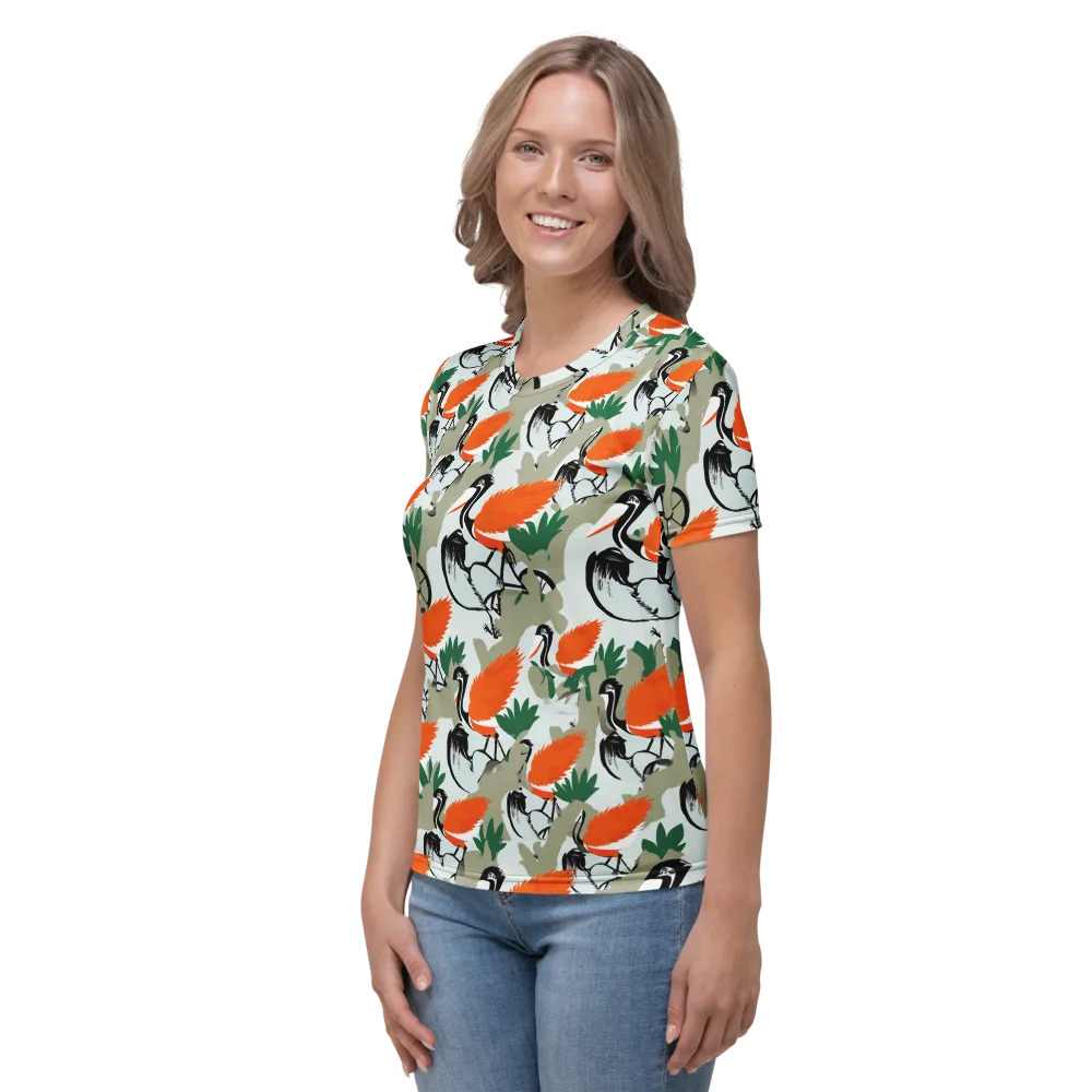Crimson Migration on Women's Crew Neck T-Shirt — Left