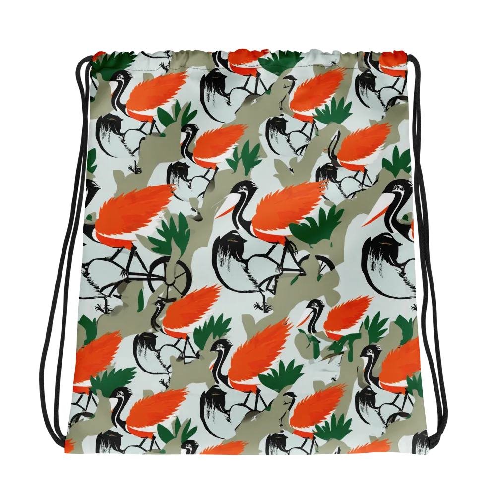 Crimson Migration on Drawstring Bag — Photo