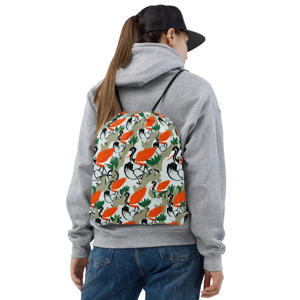 Crimson Migration on Drawstring Bag — Front