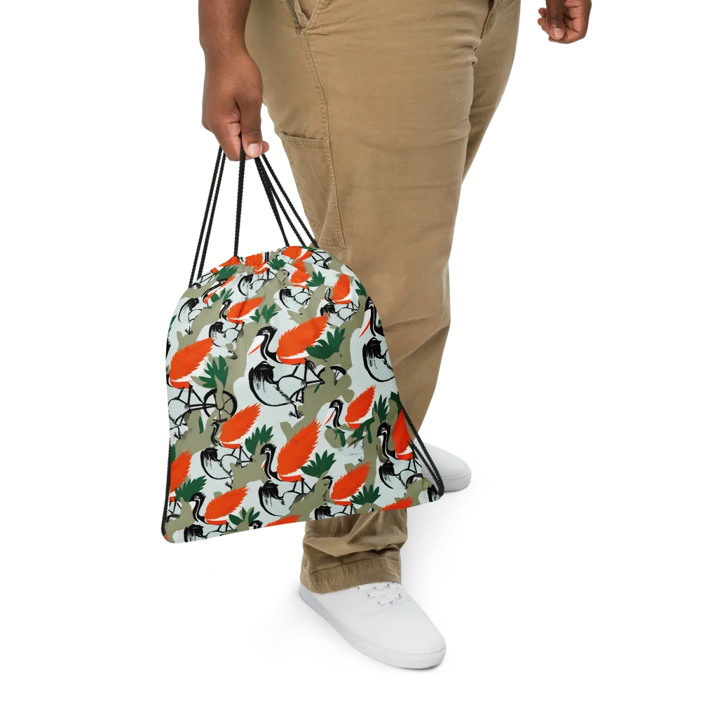 Crimson Migration on Drawstring Bag — Front