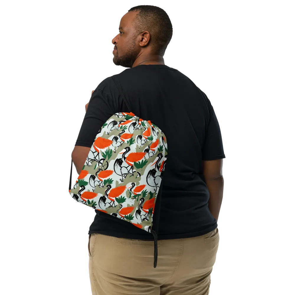 Crimson Migration on Drawstring Bag — Front