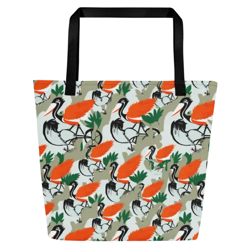 Crimson Migration on a Large Tote Bag W/ Pocket