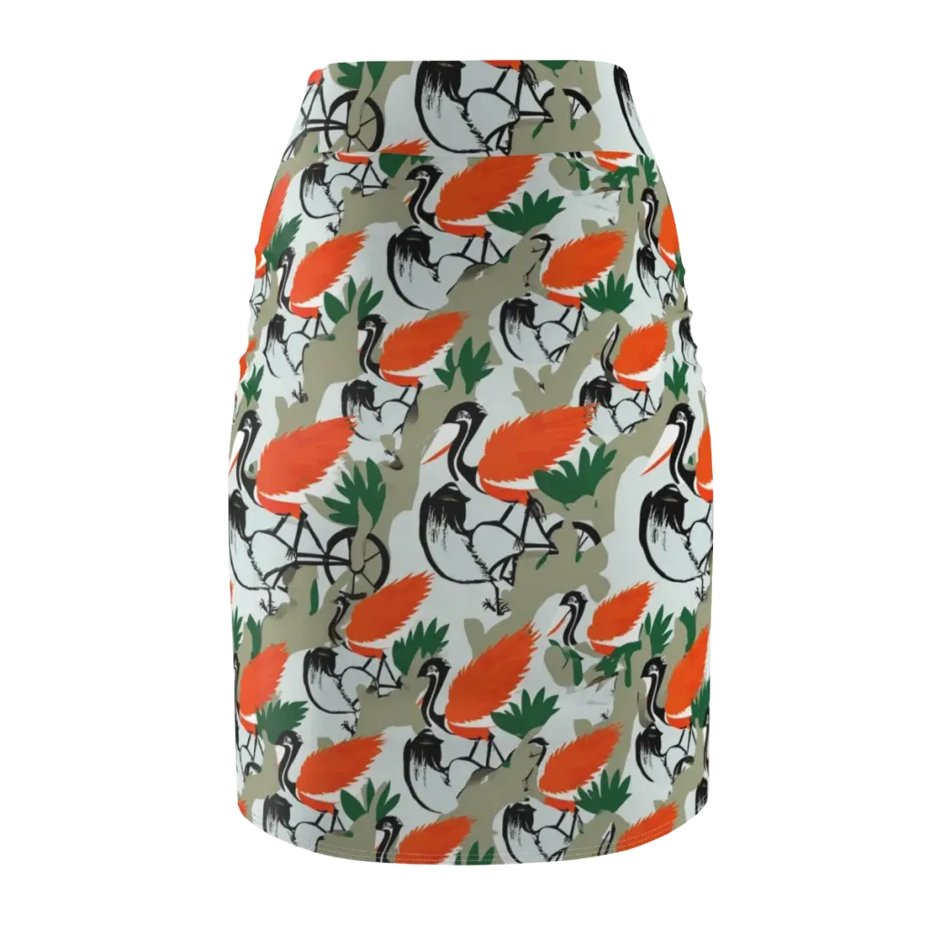Crimson Migration on Pencil Skirt — Back