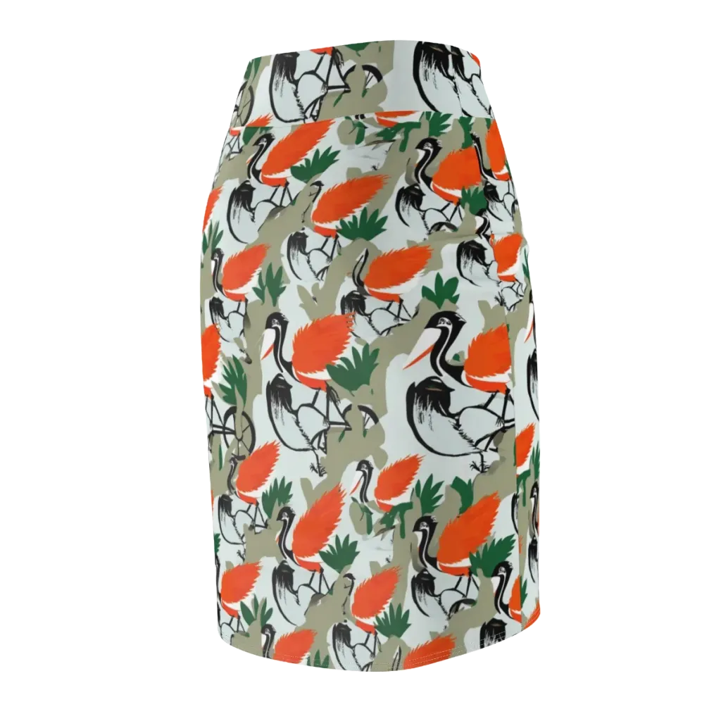 Crimson Migration on Pencil Skirt — Back Side
