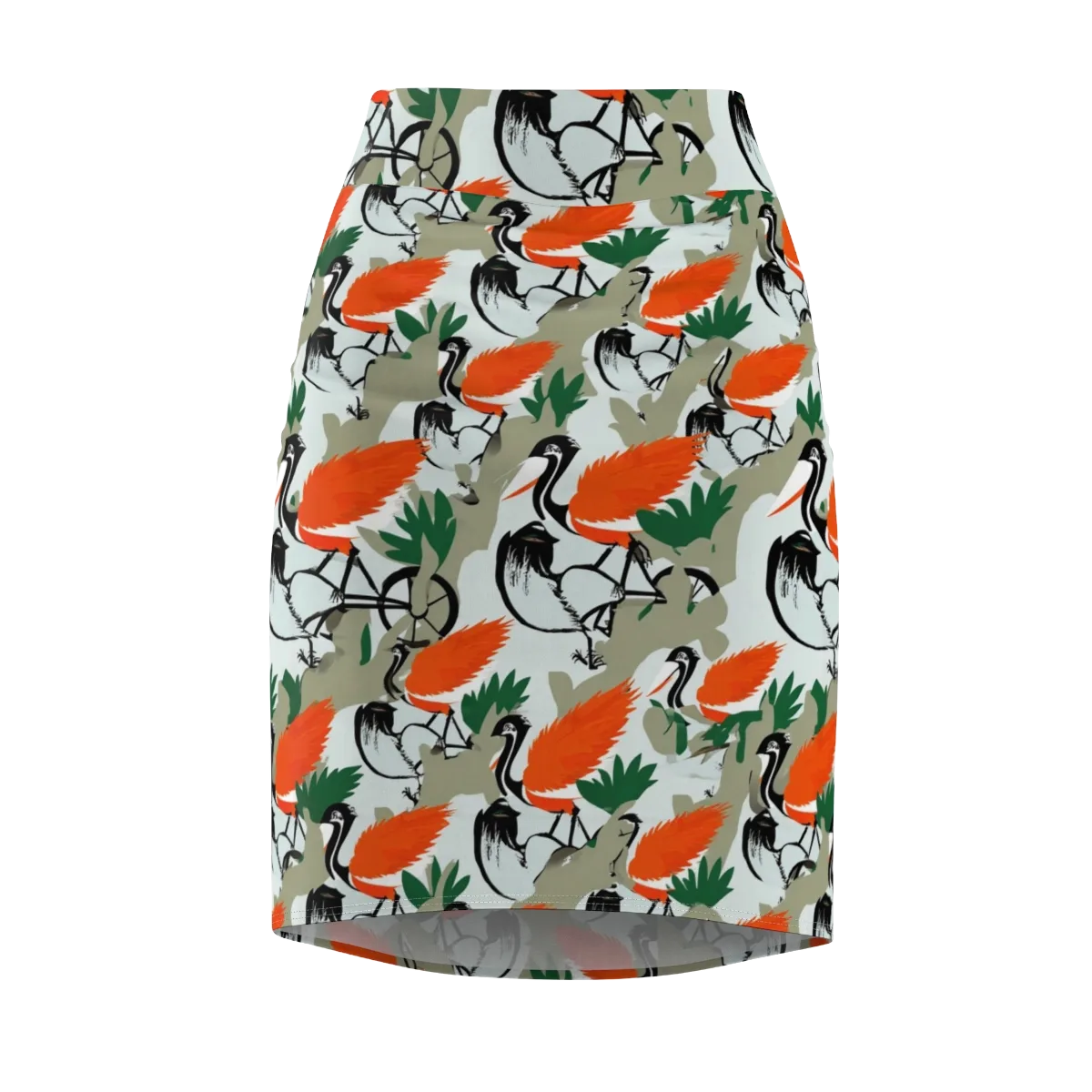 Crimson Migration on Pencil Skirt — Front