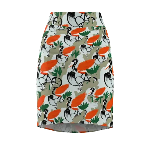 Crimson Migration on a Pencil Skirt