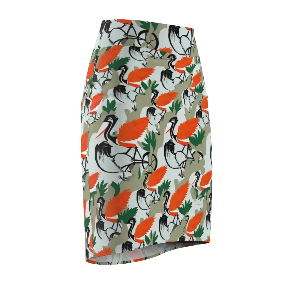 Crimson Migration on Pencil Skirt — Front Side