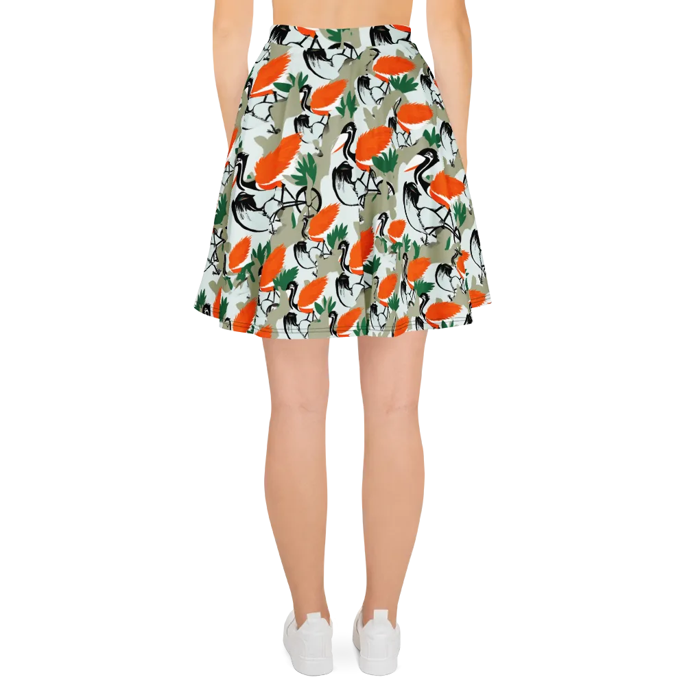 Crimson Migration on Skater Skirt — Back