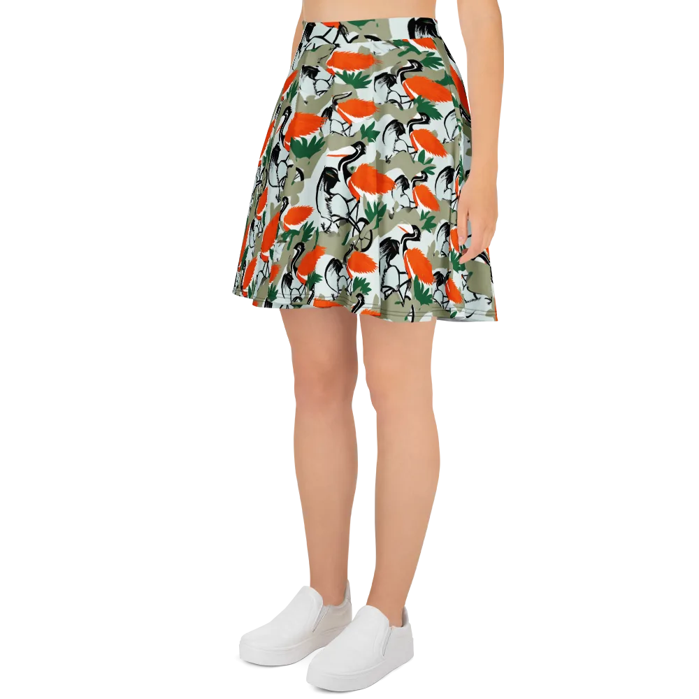 Crimson Migration on Skater Skirt — Left