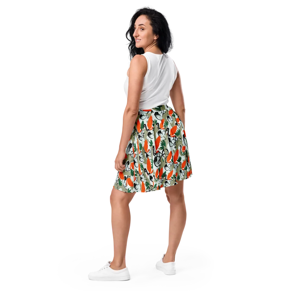 Crimson Migration on Skater Skirt — Back