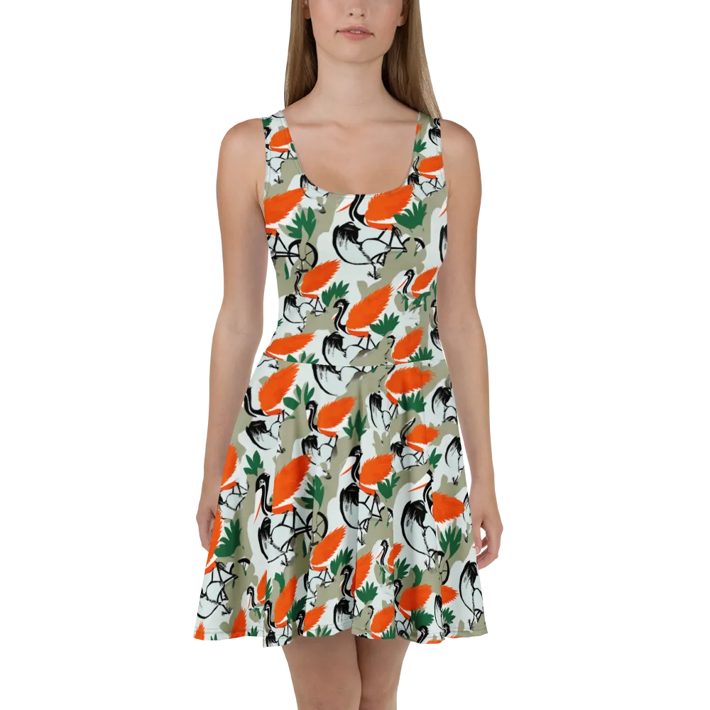 Crimson Migration on Skater Dress — Front