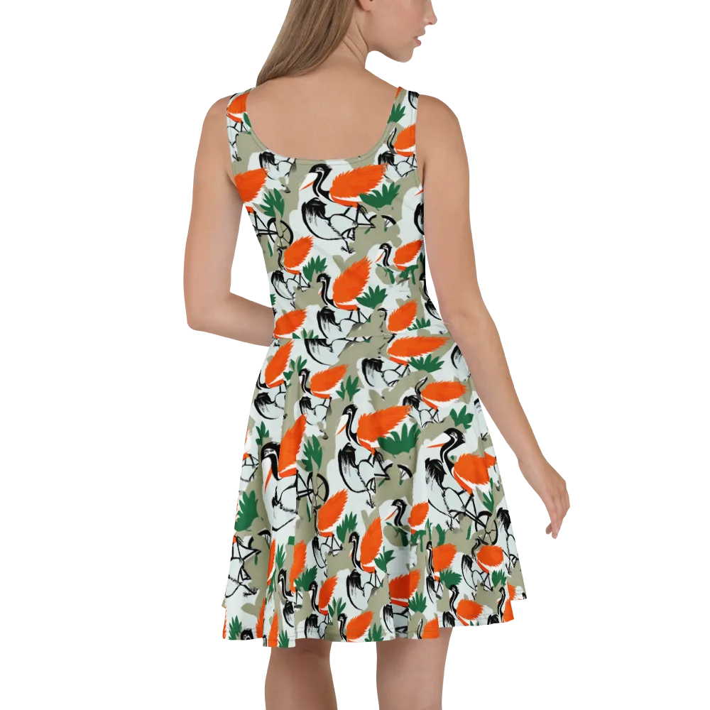 Crimson Migration on Skater Dress — Back