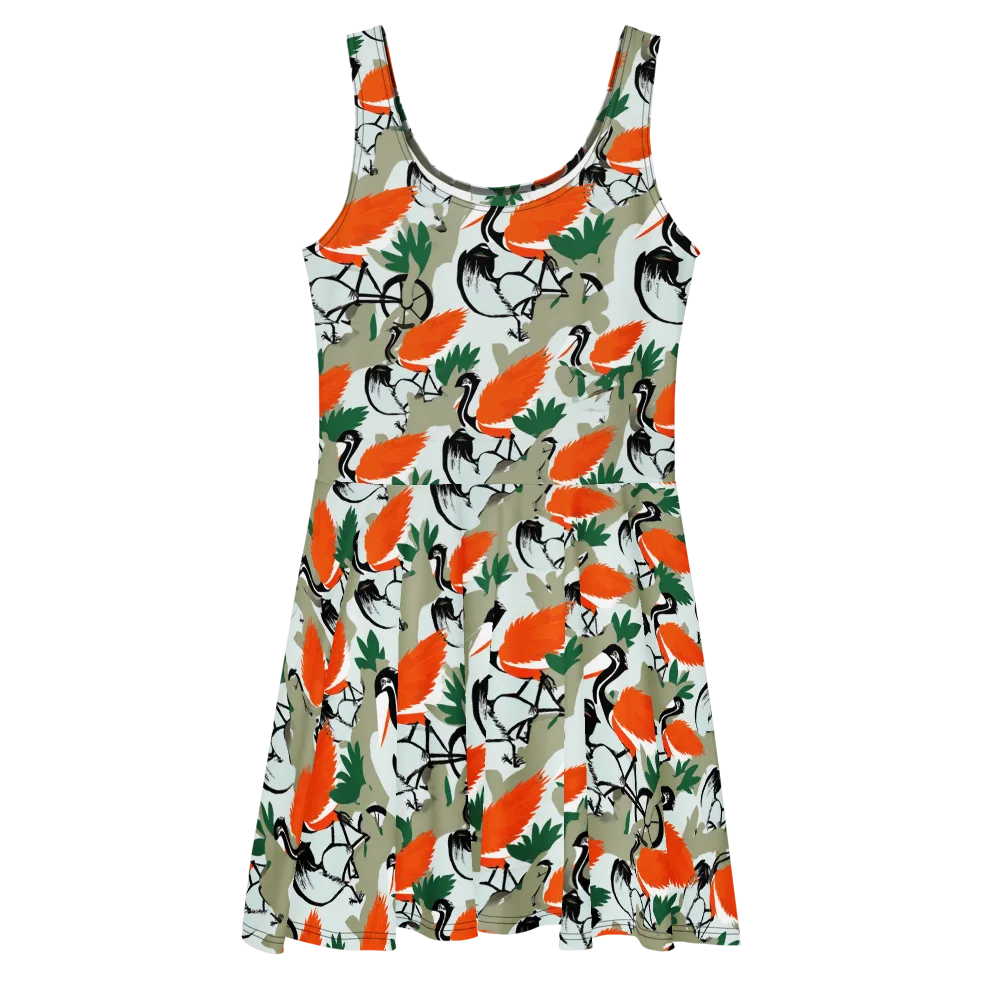Crimson Migration on Skater Dress — Front