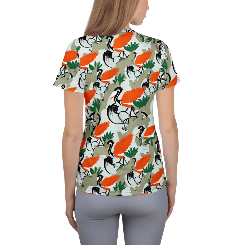 Crimson Migration on Women's Athletic T-Shirt — Back