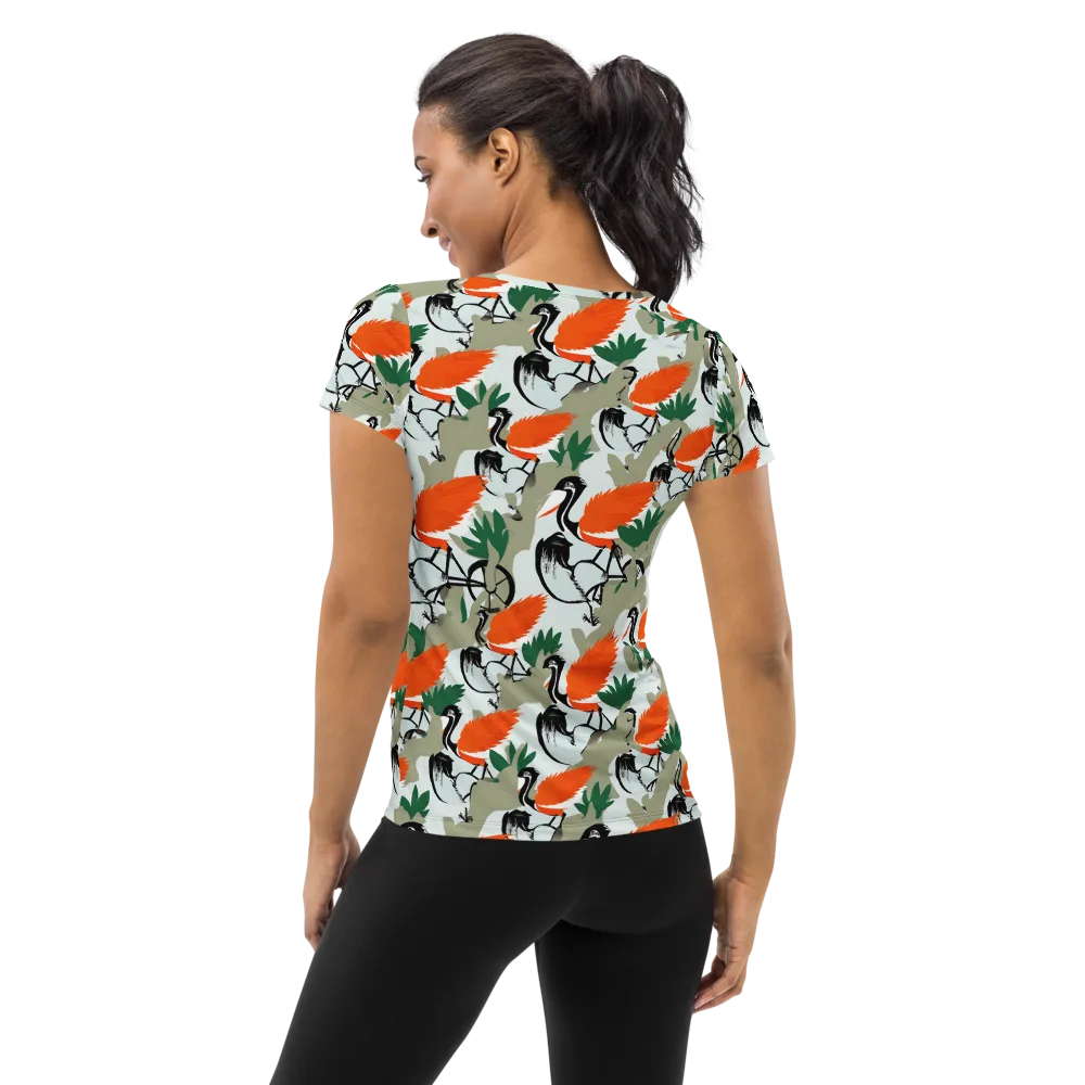 Crimson Migration on Women's Athletic T-Shirt — Back