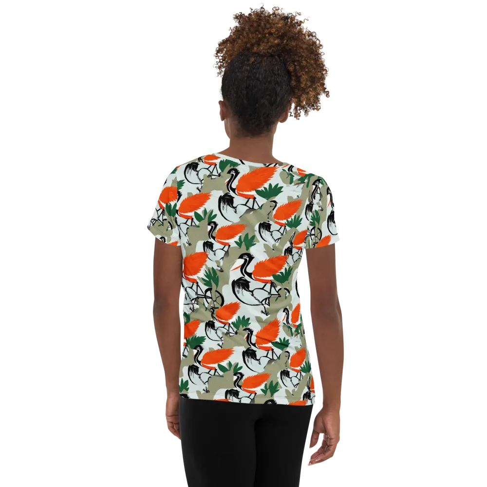 Crimson Migration on Women's Athletic T-Shirt — Back