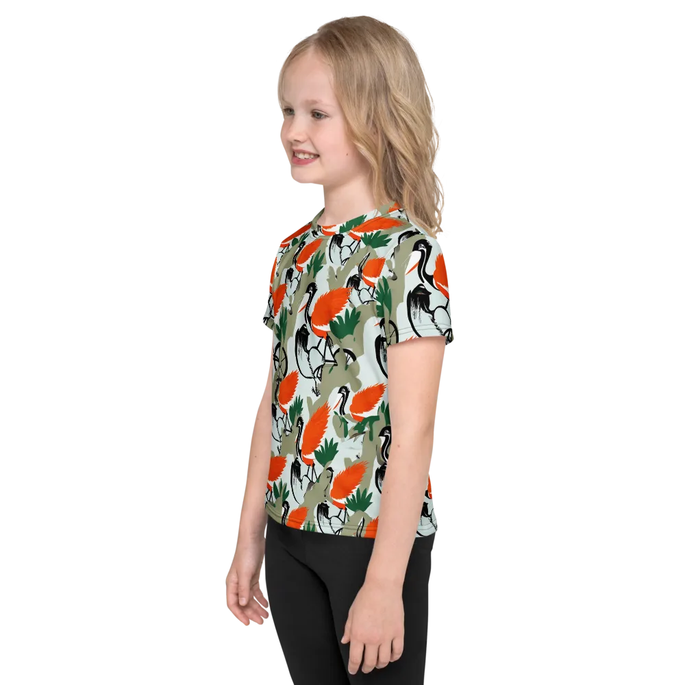 Crimson Migration on Kids Crew Neck T-Shirt — Left
