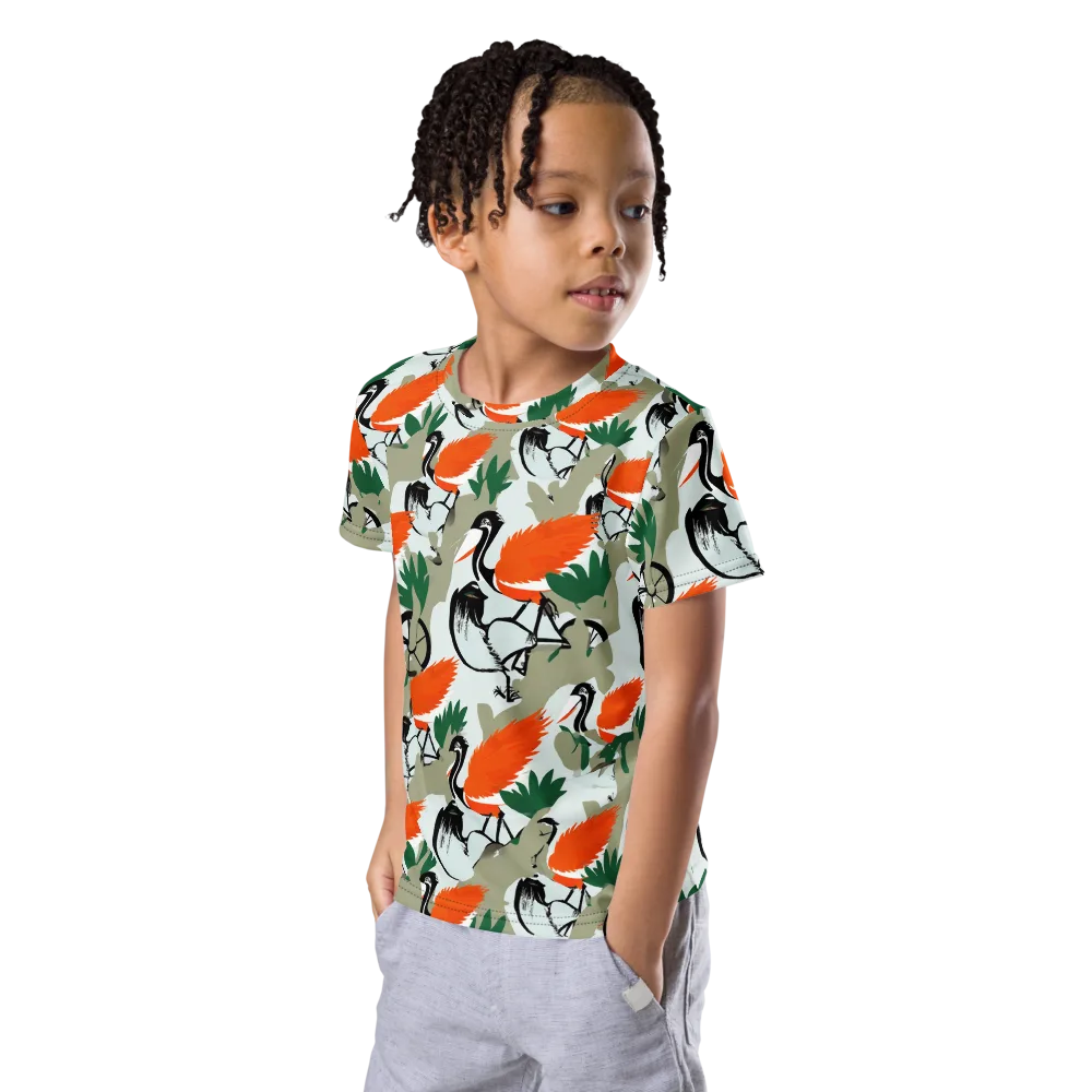 Crimson Migration on Kids Crew Neck T-Shirt — Left Front