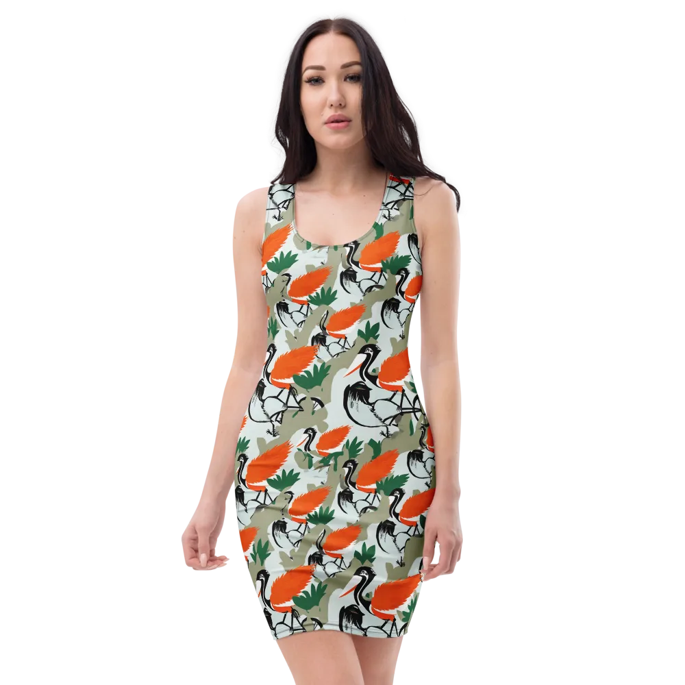 Crimson Migration on Bodycon Dress — Front