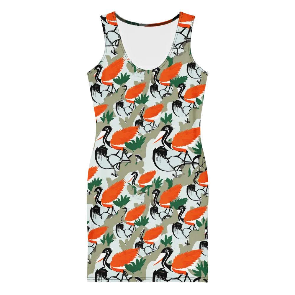 Crimson Migration on Bodycon Dress — Front