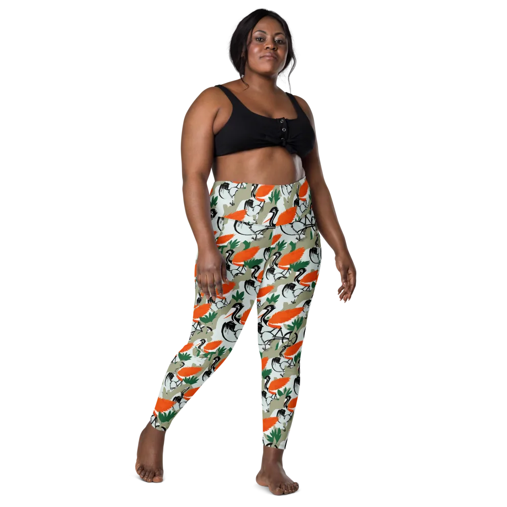 Crimson Migration on Leggings with Pockets — Front