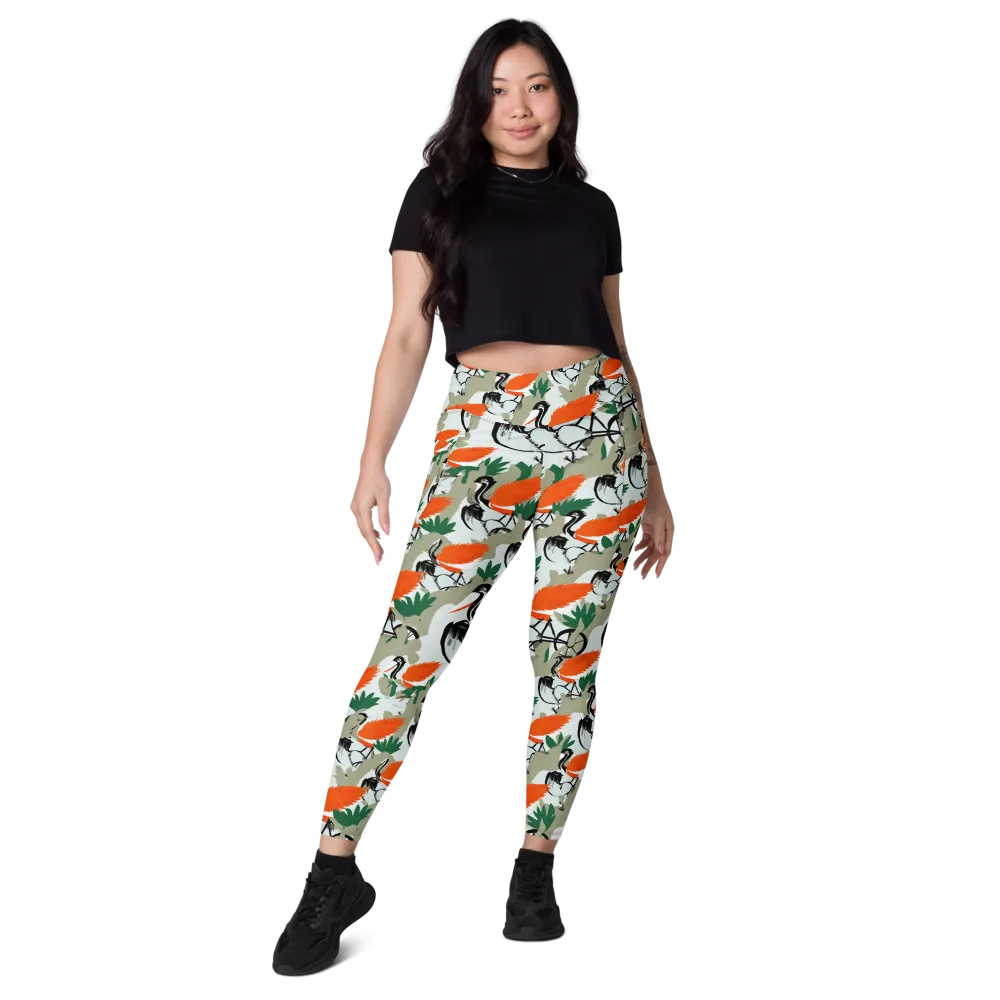 Crimson Migration on Leggings with Pockets — Front