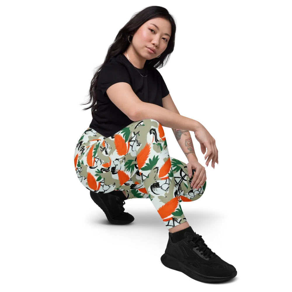 Crimson Migration on Leggings with Pockets — Right Front