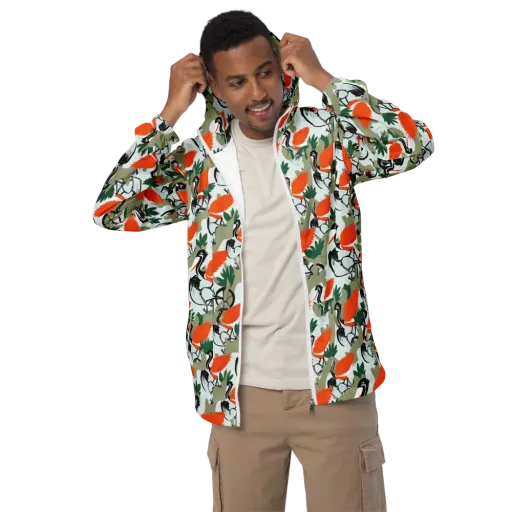 Crimson Migration on a Men's Windbreaker