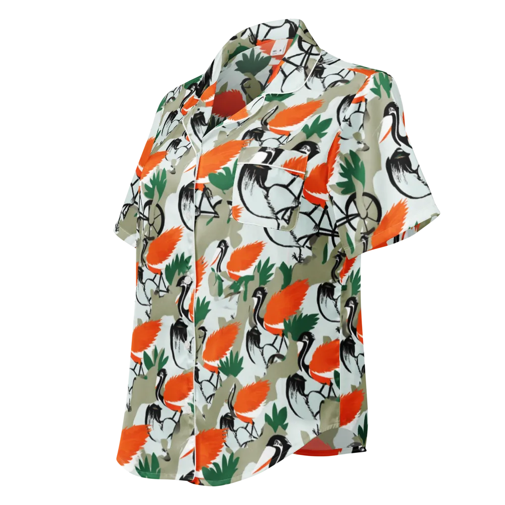 Crimson Migration on Women's Short Sleeve Pajama Top — Left Front