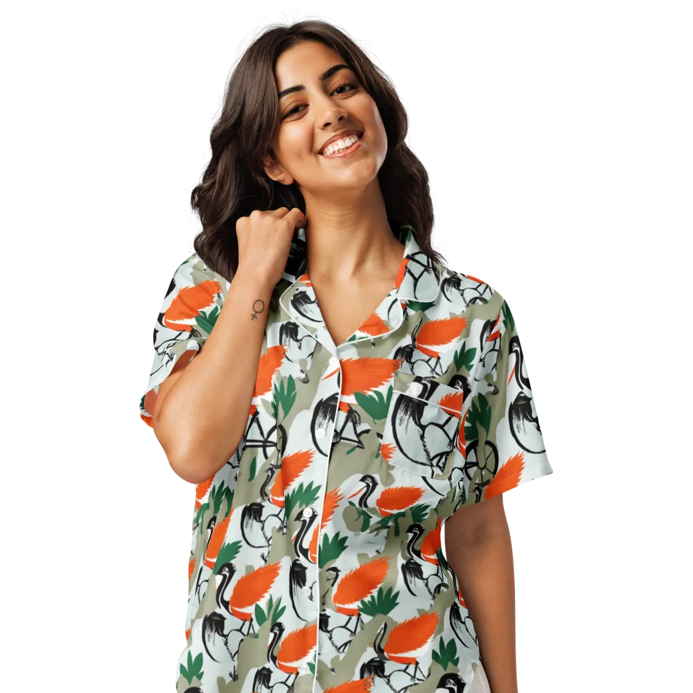 Crimson Migration on Women's Short Sleeve Pajama Top — Front