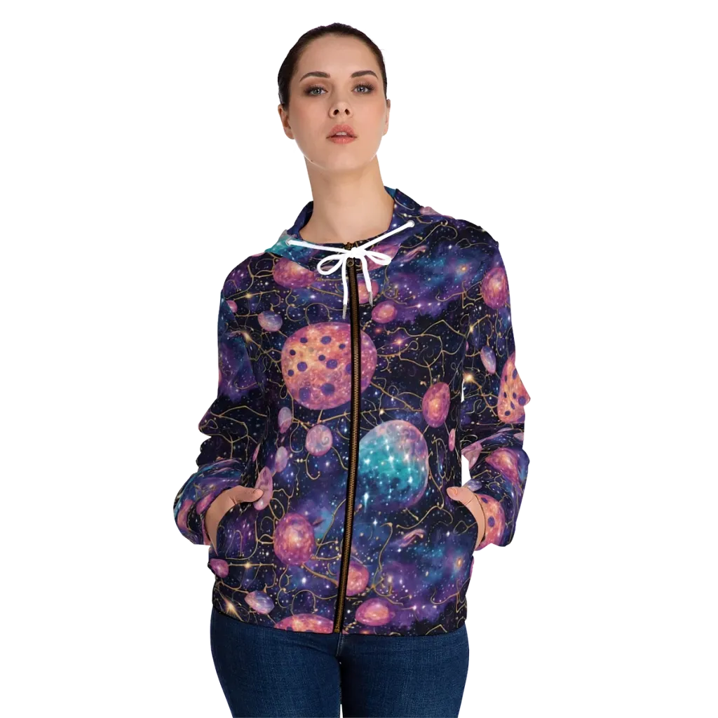 Stardust Vines on Women's Full-Zip Hoodie — Front On Person
