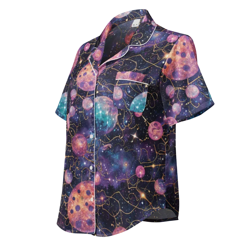 Stardust Vines on Women's Short Sleeve Pajama Top — Left Front