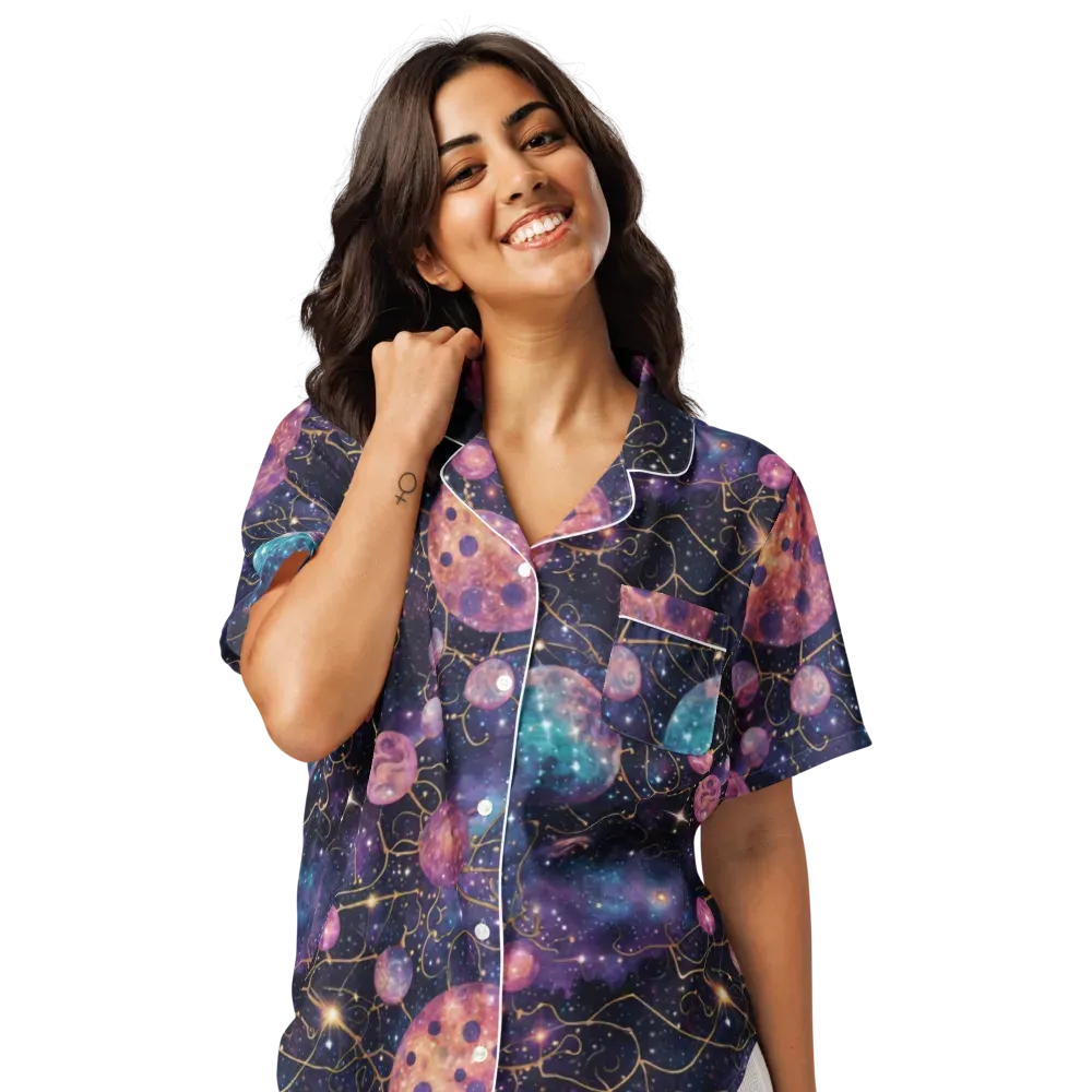 Stardust Vines on Women's Short Sleeve Pajama Top — Front
